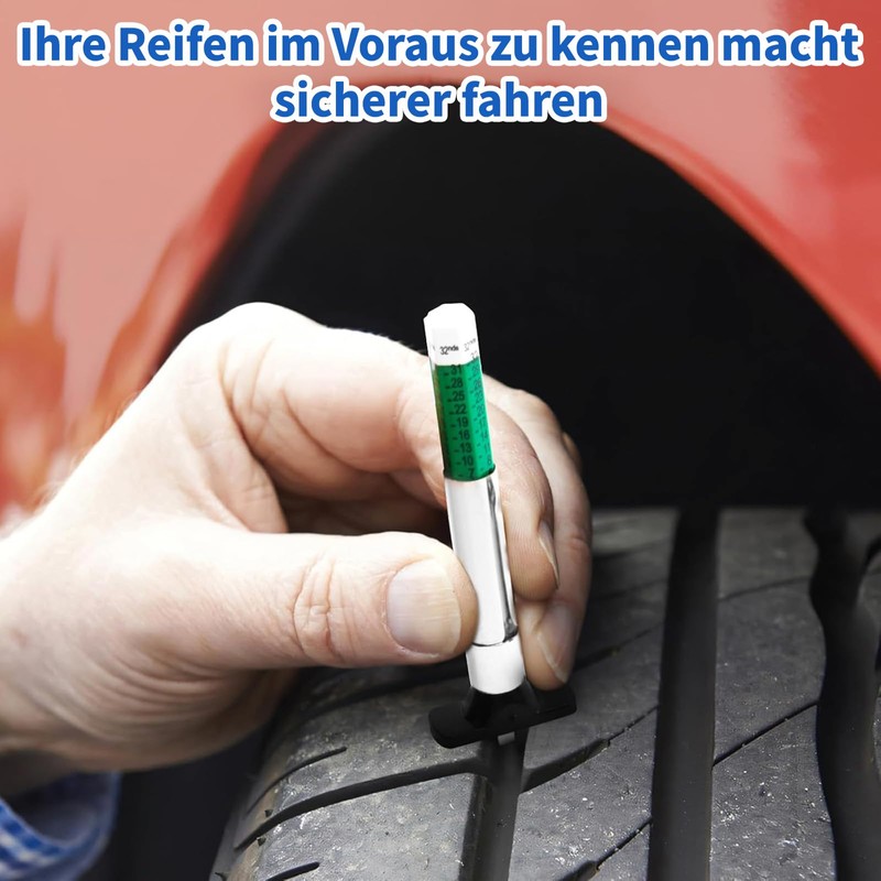 Pack of 5 Tyre Tread Depth Gauge, Intelligent Colour Coded
