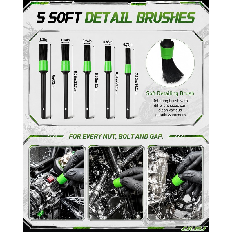 18 Pcs Motorcycle Cleaning Kit with Storage Bag, for Motorcycle