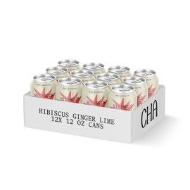 CHA Prebiotic Sparkling Tea with Gut Health and Adaptogenic Benefits Plus Immunity Support, Hibiscus Ginger Lime