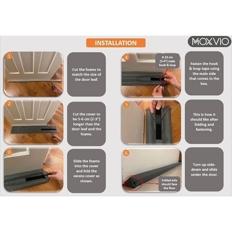 MOXVIO Draft Excluder for Doors, Double Under Door Draught Excluder,