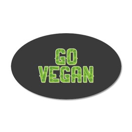 CafePress Go Vegan 20"x12" Oval Wall Decal, Vinyl Wall Peel, Reusable Cling