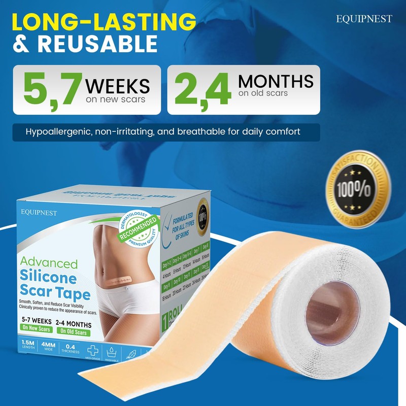 Silicone Scar Sheets,Silicone Scar Tape, (1.6” x 60” Roll, 1.5M)