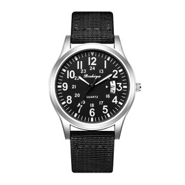 BOSHIYA Men's Watch Unisex Outdoor Sports Nylon Band Fashion Glow-in-The-Dark Fashion Watch Analog Quartz Watch for Men's Waterproof Tactical Casual Watch