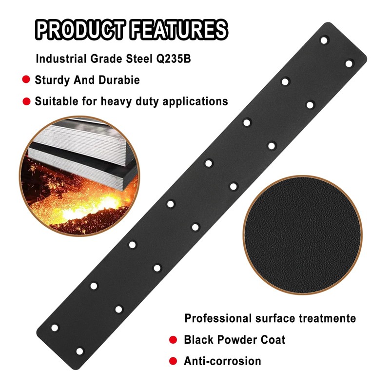 6packs Straight Steel I Shape Flat Plate,Heavy Duty Mending Plate