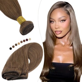 Elailite Bundle Extensions Real Hair #6 Light Brown 40 cm Sew-in Hair Extensions Weft Brazilian 100 g