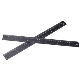 2 Pack 30cm/300mm Ruler, Metal Ruler Shatterproof Straight Black Aluminum Alloy Ruler Sets Tool for School and Office Measuring