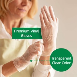 TenderGentle Vinyl Disposable Gloves for Cooking and Food Prep - 100 Clear Medium Latex Free Disposable Gloves - Food Safe Gloves for BBQ, Cooking, Food Prep, Cleaning, and More - Guantes Desechables