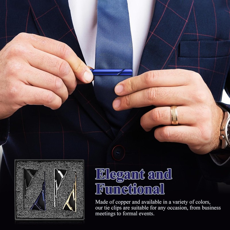 Kisangel 4 Piezas Clip de Corbata de Metal Cobre para