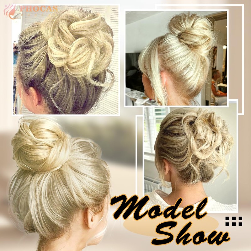 PHOCAS 2PCS Messy Hair Bun Hair Piece Natural Curly Space