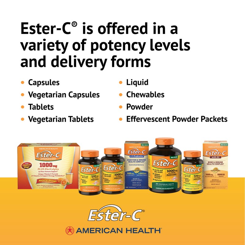 Ester-C with Citrus Bioflavonoids Capsules - 24-Hour Immune Support, Gentle