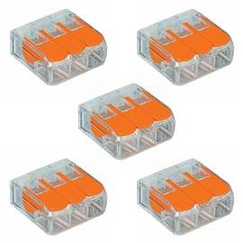 LEDSone 3 Port Compact Splicing Connector, Lever-Nut Assortment Pocket Pack Terminal Block Spring Connector for All Wire 12-24 AWG Compact Electrical Connectors, Cable Connectors