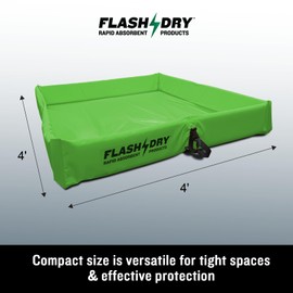 FlashDry Portable Spill Containment Berm 4’ x 4’ - Folding Duck Pond, Reusable for Oil, Fuel, Chemical Spill Control - Heavy-Duty Leak Containment, UV-Resistant, Easy to Clean, Reliable and Durable