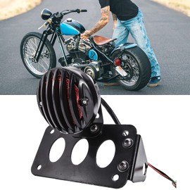 Luz trasera de freno para motocicleta, luz trasera de 1 pulgada, soporte de placa de matrícula compatible con Bobber Chopper Cruiser Custom Bike