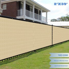 E&K Sunrise 2' x 39' Privacy Fence Screen with Grommets, Outdoor Windscreen Fence Covering Privacy Screen UV Blockage for Backyard Garden Patio (Sand)