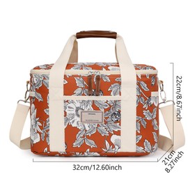 Nanxson 9L/15L/29L Extra Large Insulated Lunch Bag for Women Adult Reusable Leakproof Picnic Lunch Box Freezable Cooler Tote Bag (15L,A-Orange Flower)