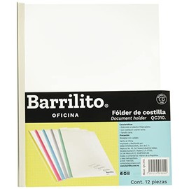 Barrilito QC310 Fólder Plástico con Costilla, 12 Piezas