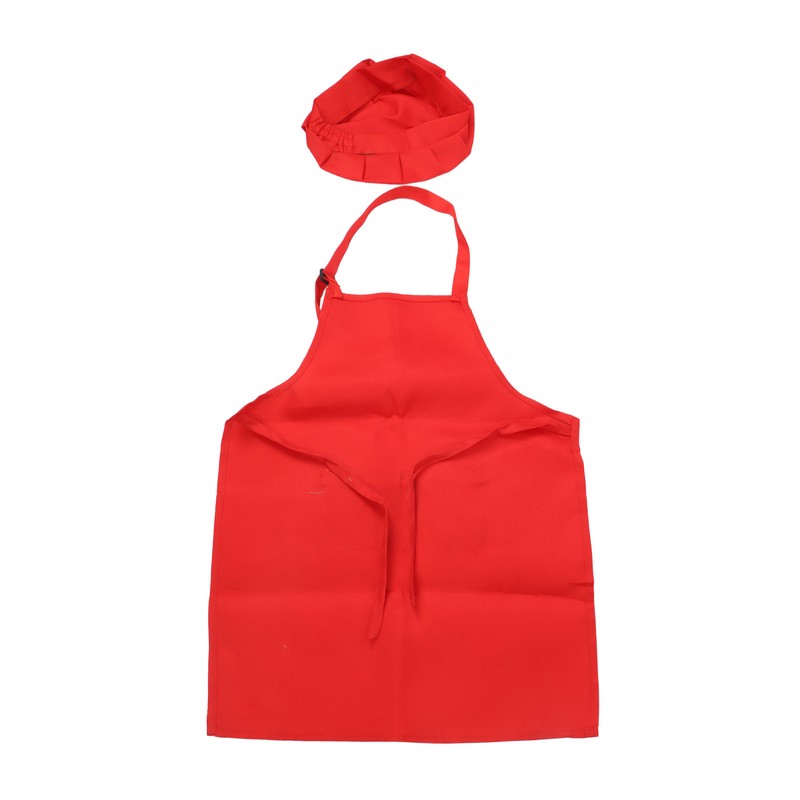 3 Set Kids Apron and Chef Hat Red Black White