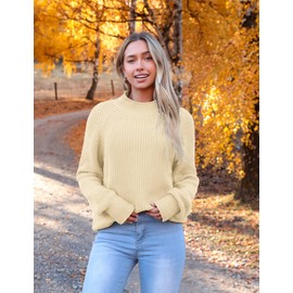 Zeagoo Women's 2025 Fall Turtleneck Sweaters Trendy Loose Long Sleeve Knit Pullover Jumper Tops Beige