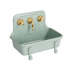 Creative Co-Op Vintage-Inspired Metal Sink Soap Dish with Faucet Design, Grey and Gold