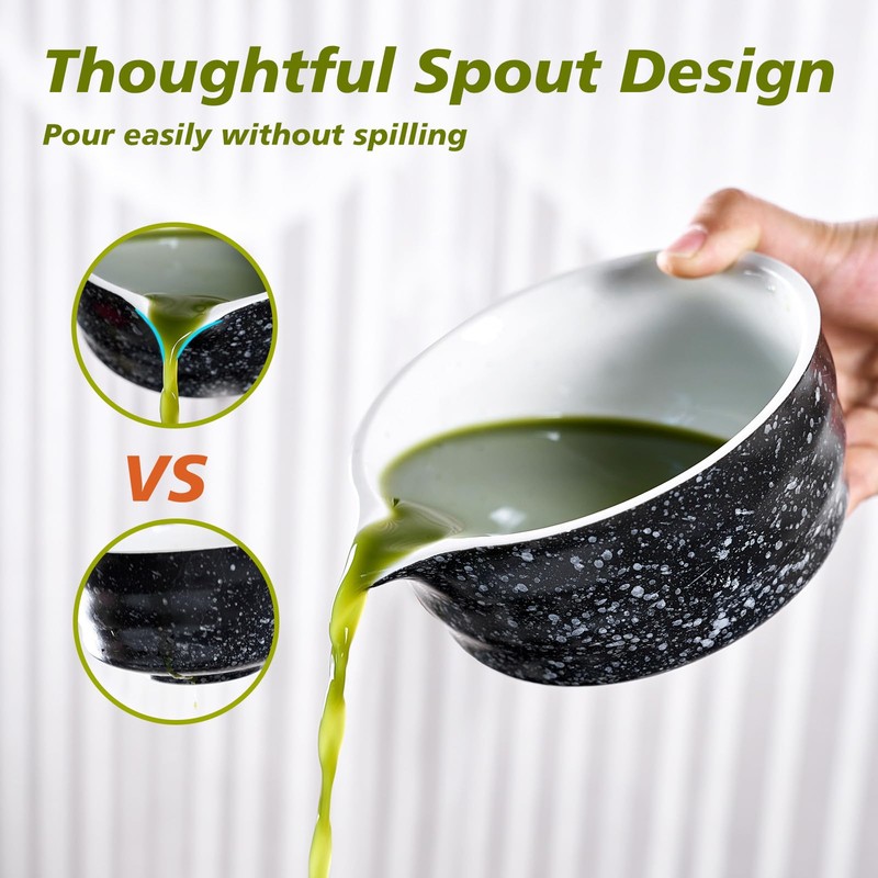 SOOCVWOLF 7 Pcs Matcha Whisk Set, Ceramic Matcha Kit for