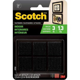 N/A Scotch Multi-Purpose Hook and Loop Fasteners Tape Squares 7/8 inch,12-Pair Black