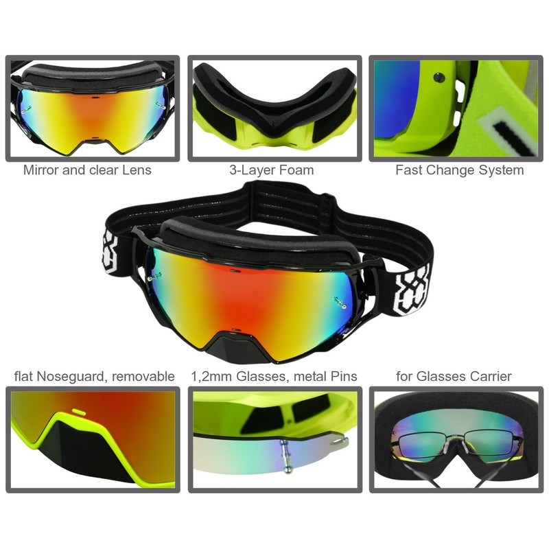 TWO-X ROCKET Motocross Goggles with Mirrored Iridium Motorcycle Goggles Enduro