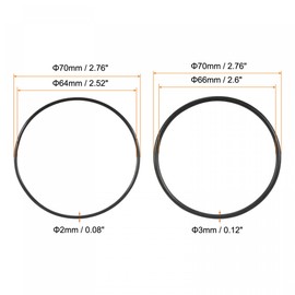 sourcing map Nitrile Rubber O-Rings 70mm OD 64mm 66mm ID 2mm 3mm Thick Seal Gasket, Black 15in1 Set