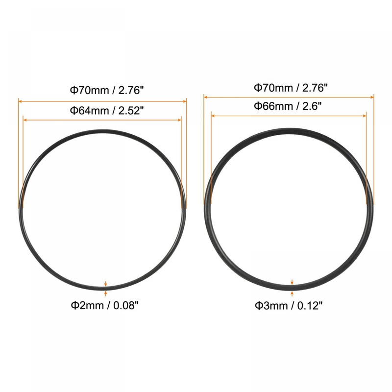 sourcing map Nitrile Rubber O-Rings 70mm OD 64mm 66mm ID
