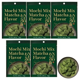 MINOYA WARABIMOCHI Japanese Sweets Wagashi Mochi Made In Japan (5 Packs, Matcha)