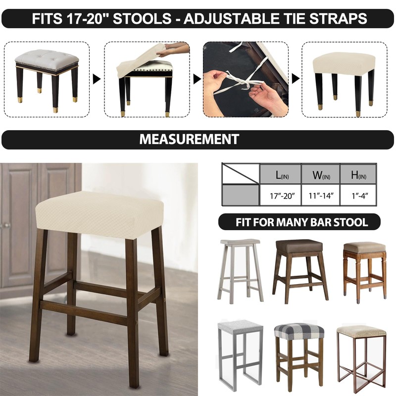 NeColorLife Rectangle Bar Stool Covers,Stretch Waterproof Saddle Seat Covers for