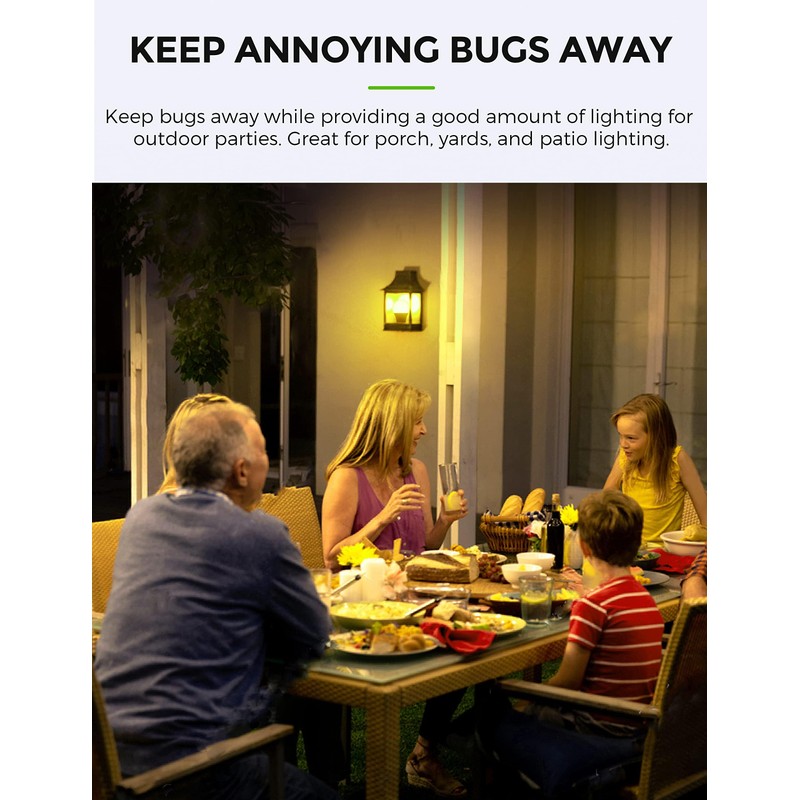 LOHAS Dusk to Dawn Bug Light Bulb Outdoor, A19 Yellow