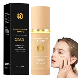 4 in 1 Moisturizing Full Coverage Liquid Foundation Sunscreen Serum Spf 50 Foundation Biomimic Foundation Concealer,Moisturizer,Sunscreen Serum Uniform Skin Tone Stay up to 24h
