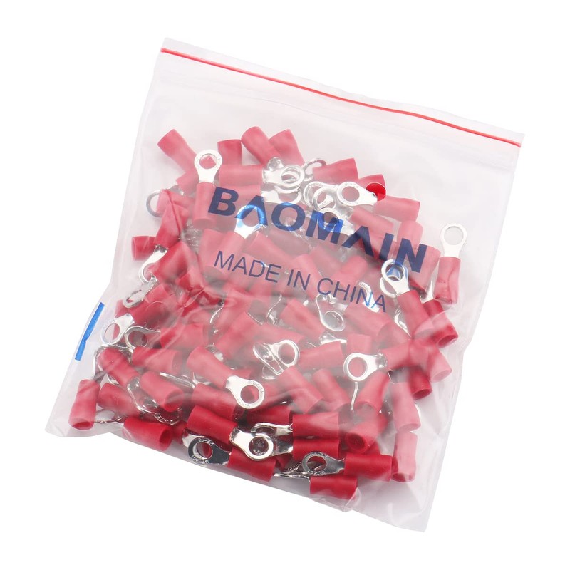 Baomain Ring Ground Insulated Wire Connector Electrical Crimp Terminal 18-22