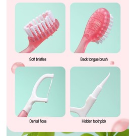 Vonmerie 10er-Pack Einweg-Zahnbürsten mit Zahnpasta, 5 in 1 (vorgebunden | Zahnseide | Zungenschaber | Frischer Atem | Zahnstocher) Mini-Zahnbürste,vorpastete Zahnbürste für,Perle Minzgeschmack