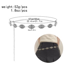Chain Belts for Women,Silver Western Metal Concho Belt,Adjustable Boho Chain Belts for Jeans Dresses,Vintage Hollow Out Daisy Belt Chains,for Country Concert Outfit,Valentine's,Easter,Thanksgiving