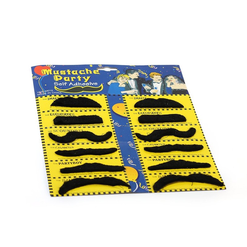 Self Adhesive Set 12 Fake Mustaches Costume Party Disguise