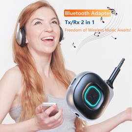 Bluetooth Adapter Car Aux Receiver: Wireless Audio Transmitter for TV Headphones (Blue)