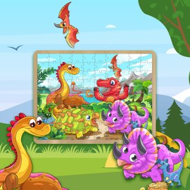 fishwisdom 100 Piece Jigsaw Puzzle for Kids for Children Dinosaurs World 4-8 Years