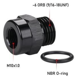 Podavelle 6AN -6 ORB O-ring Boss to M10x1.0 Female Port Adapter Fitting Reducer Aluminum Black