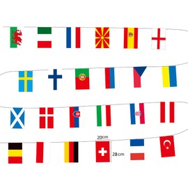 World Bunting Flags Party Decorations, 25 Countries World Flags Bunting Football Bunting, Football Championship Flags Bunting For Garden, Bar, Party And Street (20x28cm-10m)