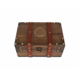vuagmiv Vegvisir Engraved Wood and Leather Chest Box, The Runic Viking Compass Wooden Box with Velvet Lining, Alter Supplies and Tools Storage Box and Keepsake Box