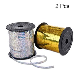 2 Piece Gift Ribbon Set, Ribbon Silver Gold, Gift Wrapping Ribbons, Ribbon Decoration, Golden Decorative Ribbon, Balloons Ribbons, for Parties, Wedding Party, Florist, 500 Yards/400 m (Gold, Silver)