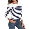 QUALFORT Women's 100% Cotton Sweater Crewneck Long Sleeve Knitted Jumpers