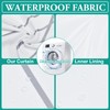 LXBNI No Hook Grey White Striped Shower Curtain with Snap