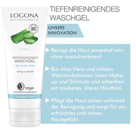 LOGONA Naturkosmetik Revitalising Wash Gel, Cleans Deep Pores and Nourishes During Application, Refreshing Skin Feeling, Vegan, 100 ml