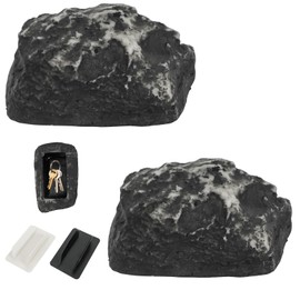 Set of 2 Key Hiding Place Made of Artificial Stone, Decorative Fake Stone Key Safe, Waterproof Key Stone with Secret Compartment, Weatherproof Key Holder for Garden, Yard, Outdoor Use