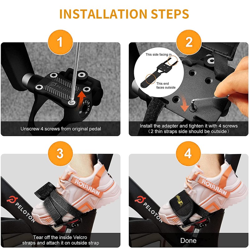 Singker Toe Clips Straps for Peloton Bike Adjustable Metal Pedal