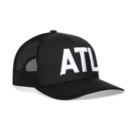 HAKA Atlanta Hat – ATL Trucker Hat for Men & Women, Adjustable Baseball Cap, Mesh Snapback, Outdoor Golf Hat, Dir Emb - Black