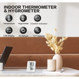 DOQAUS Digital Hygrometer Indoor Thermometer Humidity Gauge Room Thermometer with 5s Fast Refresh, Accurate Temperature Humidity Meter for Home, Office, Babyroom, Greenhouse (White)
