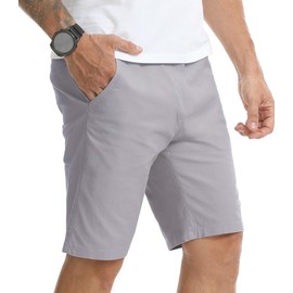 Zetieny Men's Cotton Chino Shorts Summer Cargo Short Regular Fit Lightweight, Light grey, 36